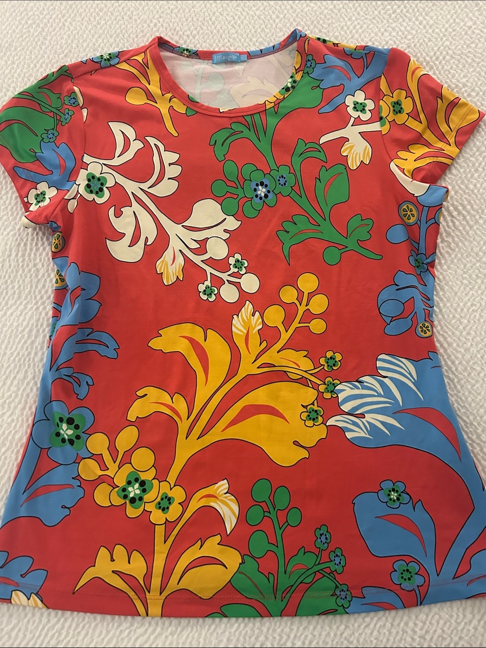 Bright Floral Short Sleeve Blouse - Multicolor